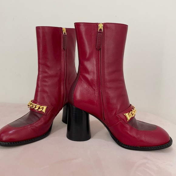Gucci Austin Calf Leather Boot in Cherry Red - Picture 5 of 10